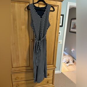 Banana Republic navy and white stripped jumpsuit. Size 16.